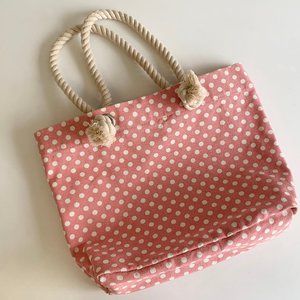 Forever 21 Pink Polkadot Canvas Tote